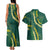 Hawaii Puakenikeni - Maile Lei Couples Matching Tank Maxi Dress and Hawaiian Shirt Sage Green