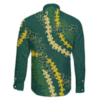 Hawaii Puakenikeni - Maile Lei Family Matching Long Sleeve Bodycon Dress and Hawaiian Shirt Sage Green