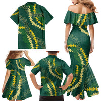 Hawaii Puakenikeni - Maile Lei Family Matching Mermaid Dress and Hawaiian Shirt Sage Green