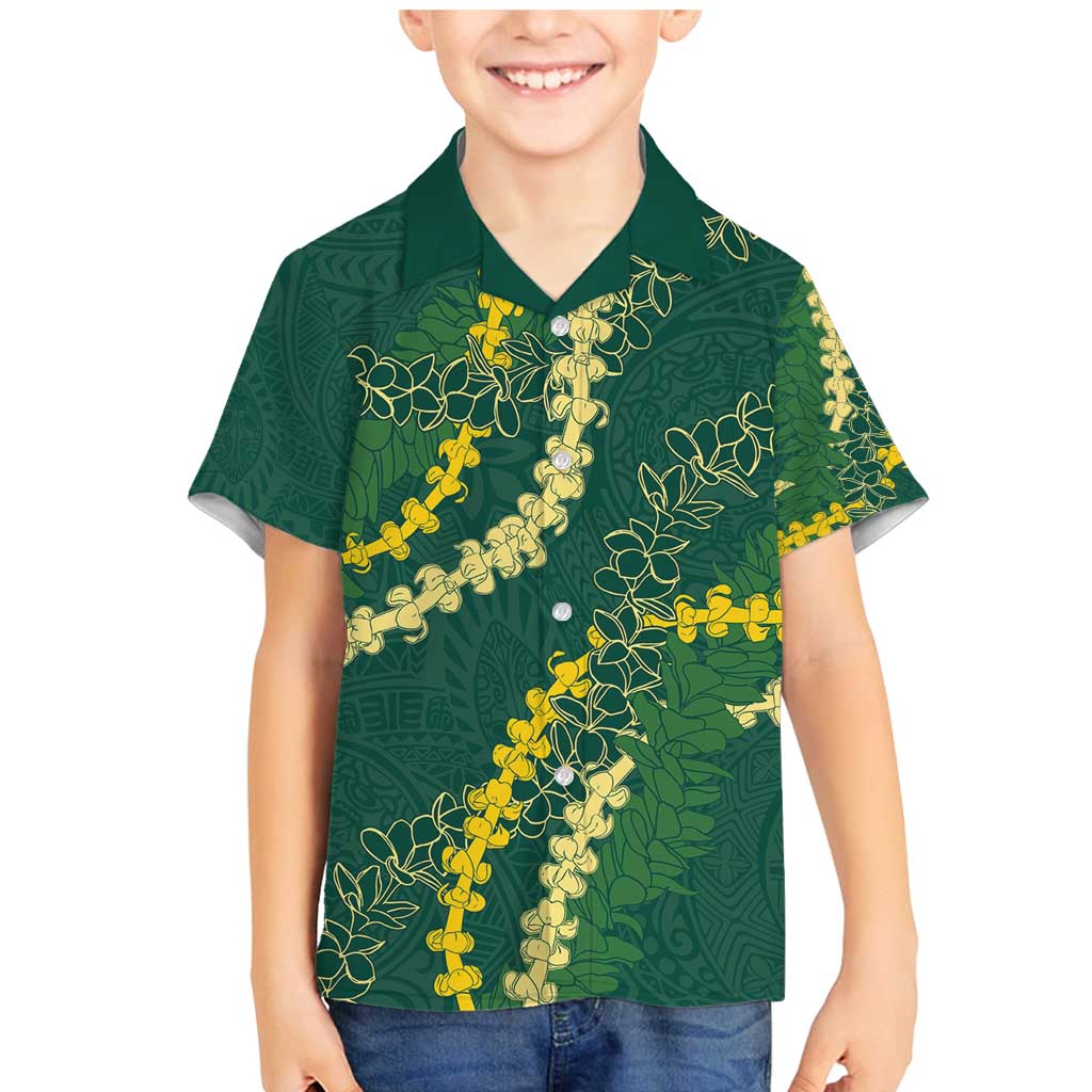 Hawaii Puakenikeni - Maile Lei Family Matching Mermaid Dress and Hawaiian Shirt Sage Green