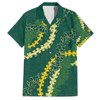 Hawaii Puakenikeni - Maile Lei Family Matching Off The Shoulder Long Sleeve Dress and Hawaiian Shirt Sage Green