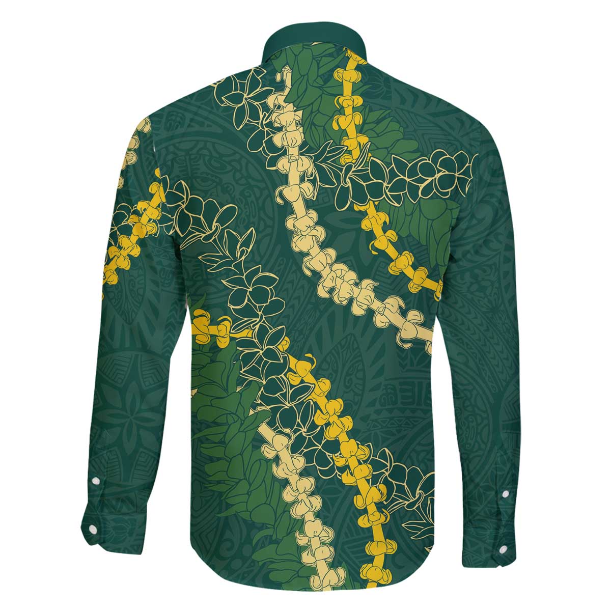 Hawaii Puakenikeni - Maile Lei Family Matching Off The Shoulder Long Sleeve Dress and Hawaiian Shirt Sage Green