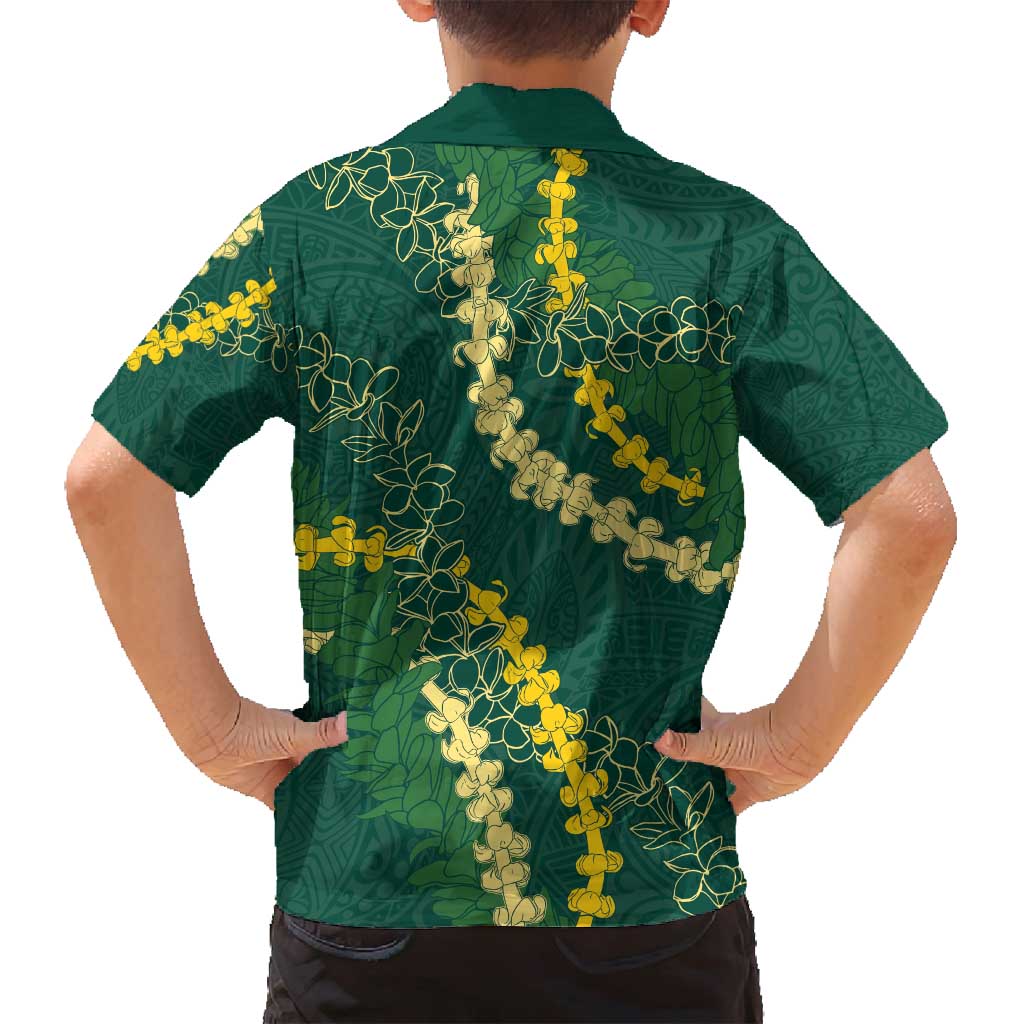 Hawaii Puakenikeni - Maile Lei Family Matching Tank Maxi Dress and Hawaiian Shirt Sage Green