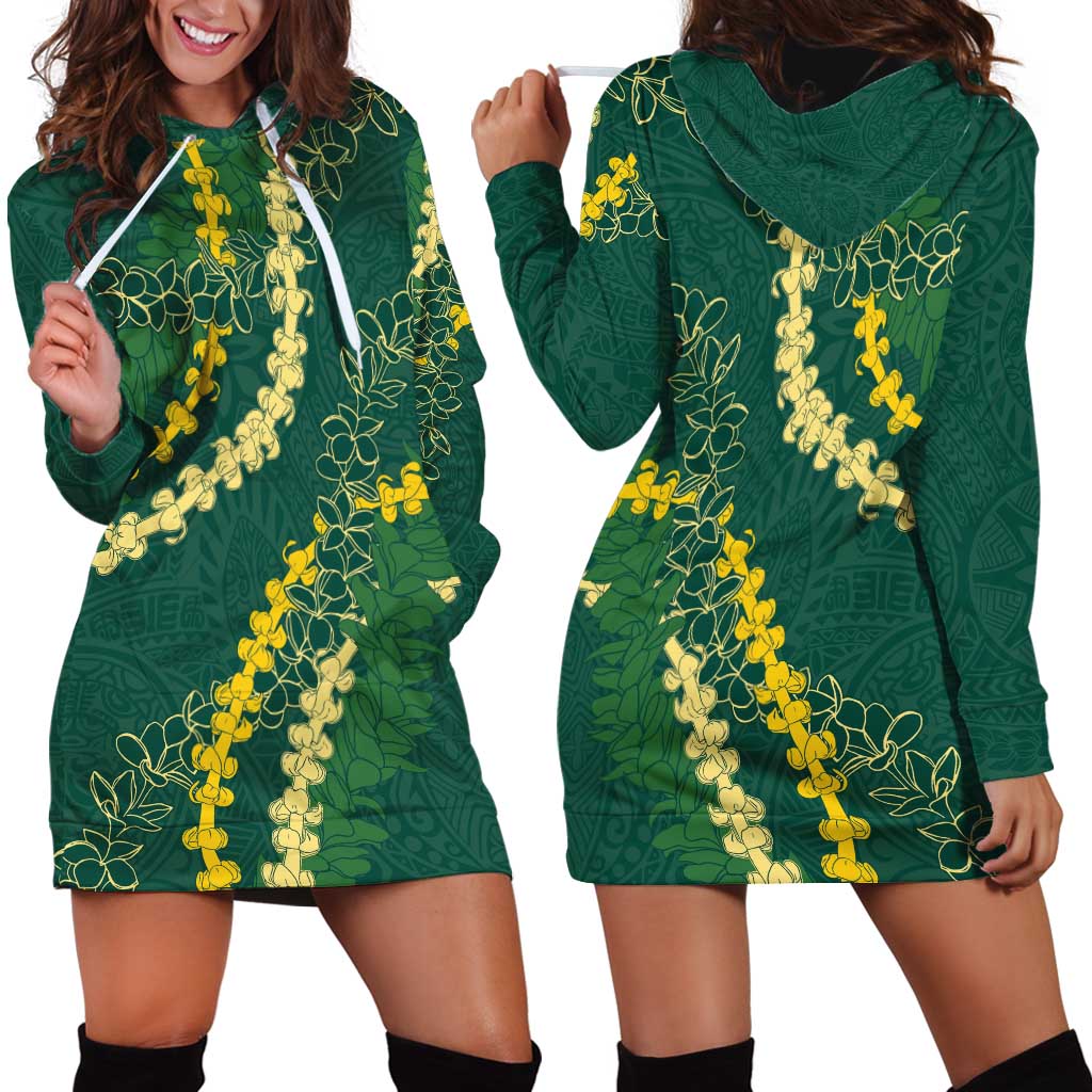 Hawaii Puakenikeni - Maile Lei Hoodie Dress Sage Green