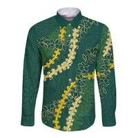 Hawaii Puakenikeni - Maile Lei Long Sleeve Button Shirt Sage Green LT7 Unisex Sage Green - Polynesian Pride