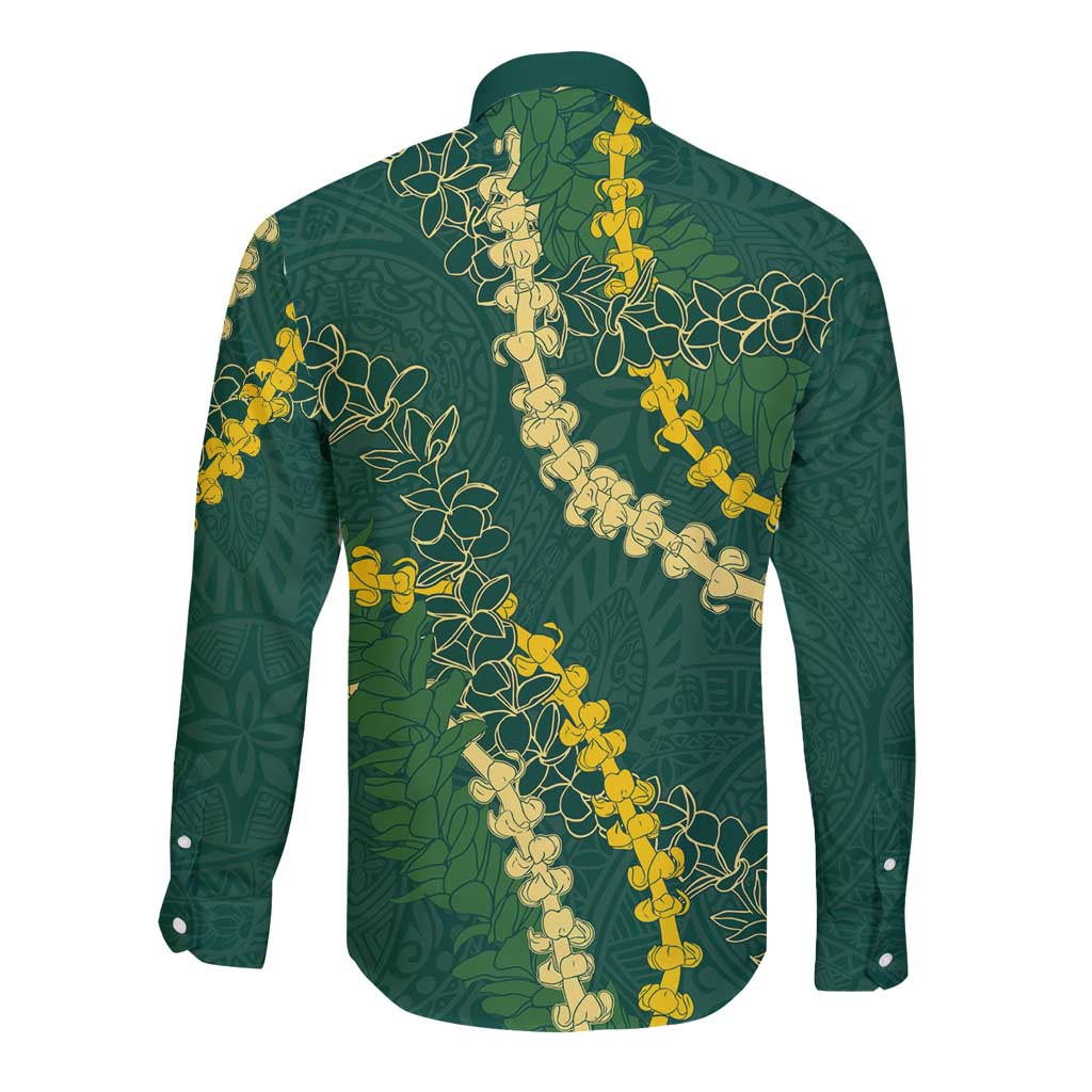 Hawaii Puakenikeni - Maile Lei Long Sleeve Button Shirt Sage Green LT7 - Polynesian Pride