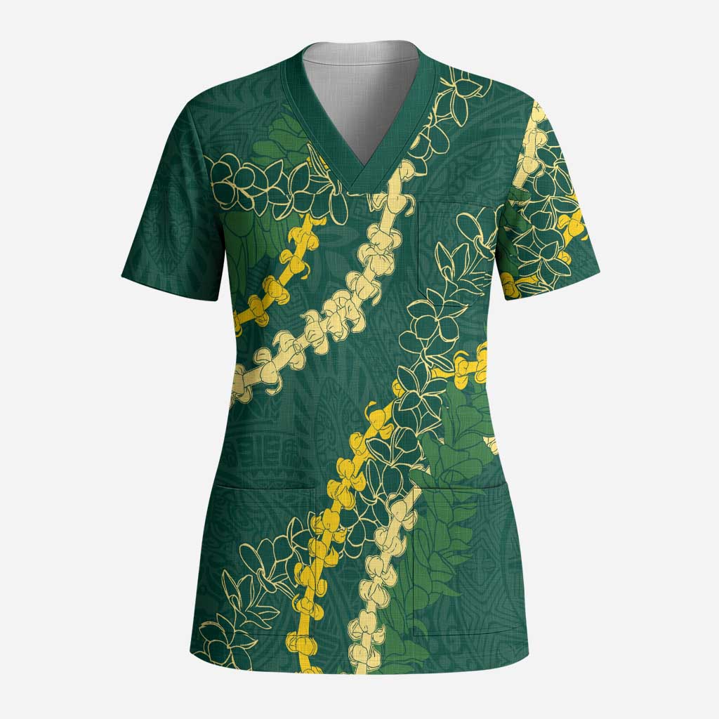 Hawaii Puakenikeni - Maile Lei Scrub Top Sage Green - Polynesian Pride