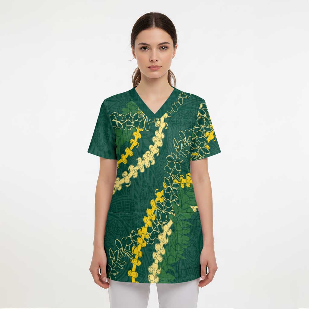 Hawaii Puakenikeni - Maile Lei Scrub Top Sage Green - Polynesian Pride