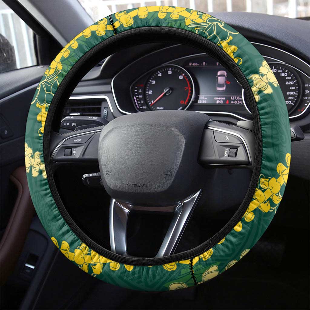 Hawaii Puakenikeni - Maile Lei Steering Wheel Cover Sage Green