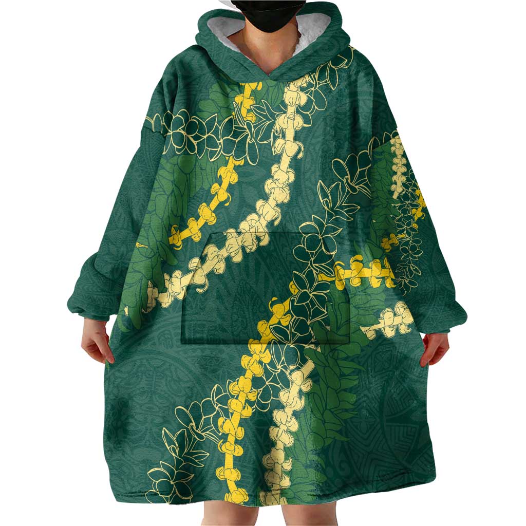 Hawaii Puakenikeni - Maile Lei Wearable Blanket Hoodie Sage Green
