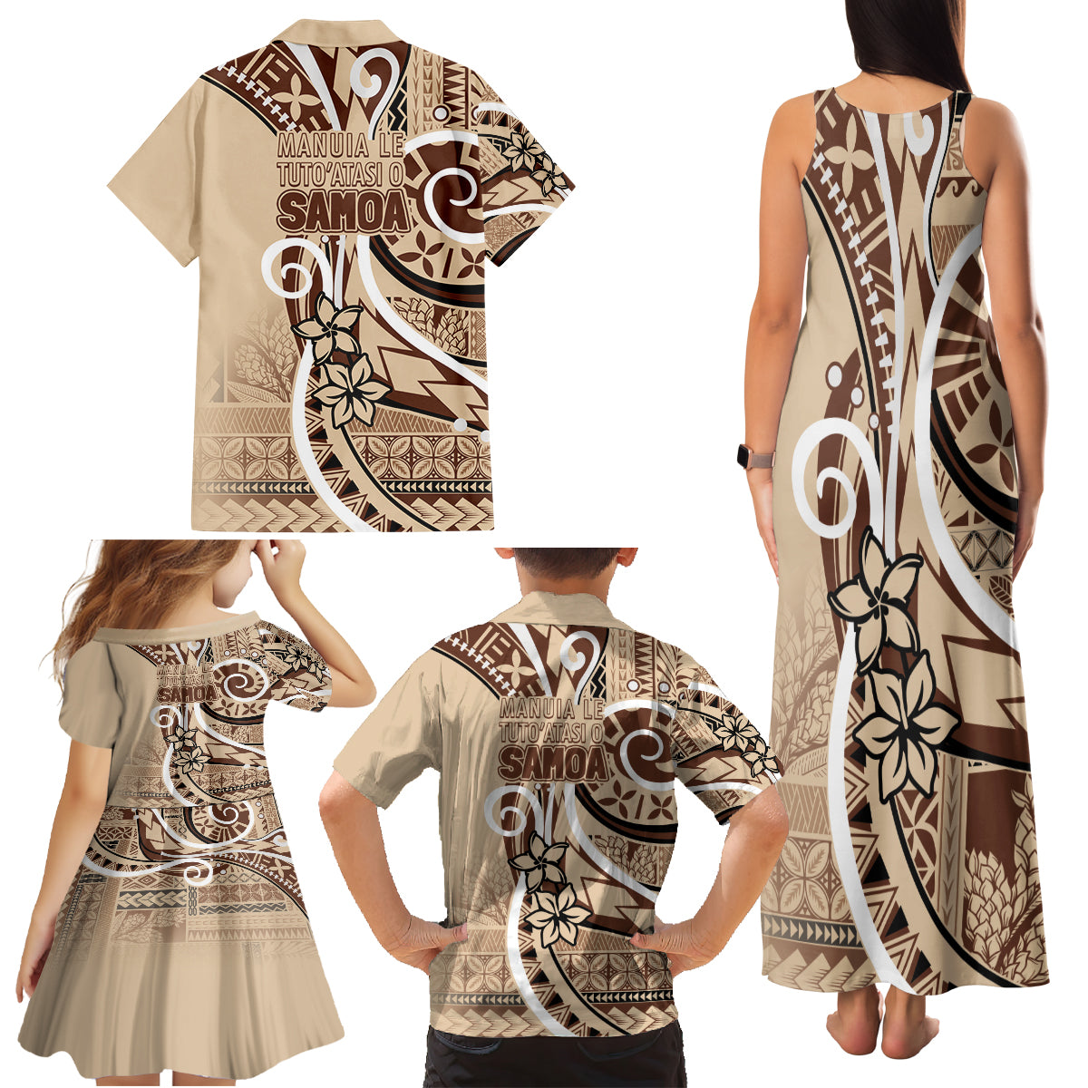 Samoa Siapo Classic Motif Family Matching Tank Maxi Dress and Hawaiian Shirt Manuia le tuto’atasi o Samoa Independence