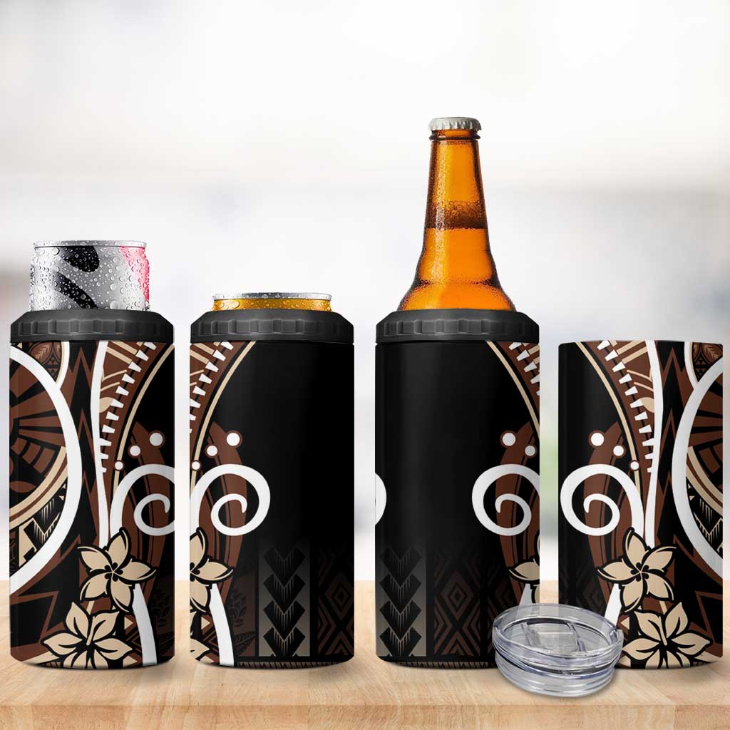 Samoa Siapo Classic Motif 4 in 1 Can Cooler Tumbler Manuia le tutoatasi o Samoa Independence Black Style