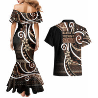 Samoa Siapo Classic Motif Couples Matching Mermaid Dress and Hawaiian Shirt Manuia le tuto’atasi o Samoa Independence Black Style