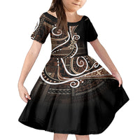Samoa Siapo Classic Motif Kid Short Sleeve Dress Manuia le tutoatasi o Samoa Independence Black Style LT7 KID Black - Polynesian Pride