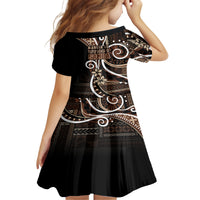 Samoa Siapo Classic Motif Kid Short Sleeve Dress Manuia le tutoatasi o Samoa Independence Black Style LT7 - Polynesian Pride