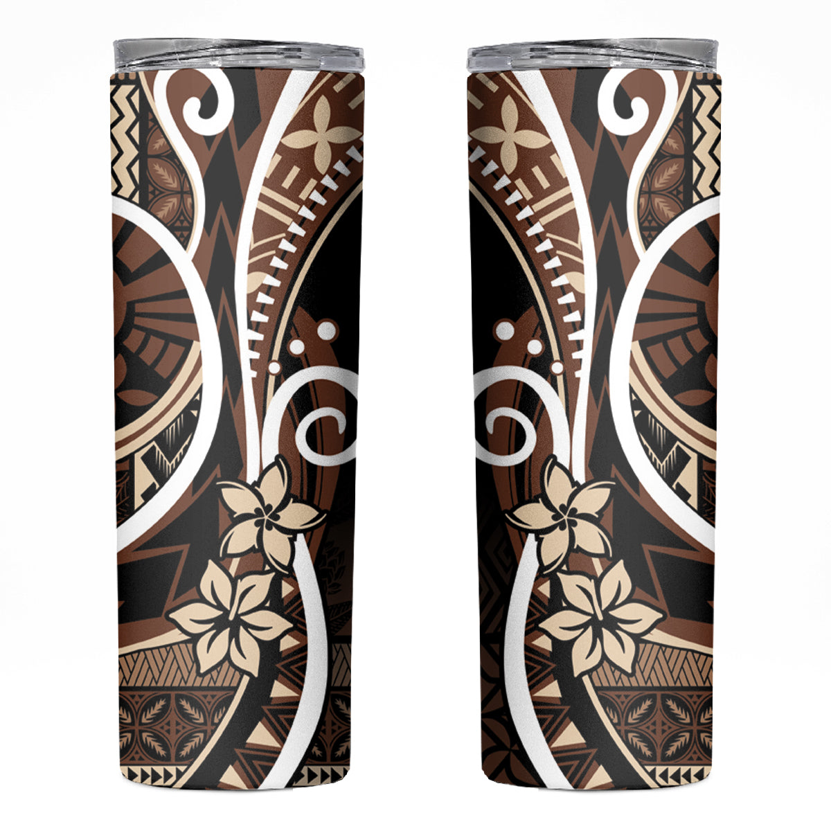 Samoa Siapo Classic Motif Skinny Tumbler Manuia le tutoatasi o Samoa Independence Black Style