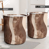 Polynesian Tribal Pattern Patchwork Picturesque Laundry Basket Mocha