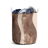 Polynesian Tribal Pattern Patchwork Picturesque Laundry Basket Mocha