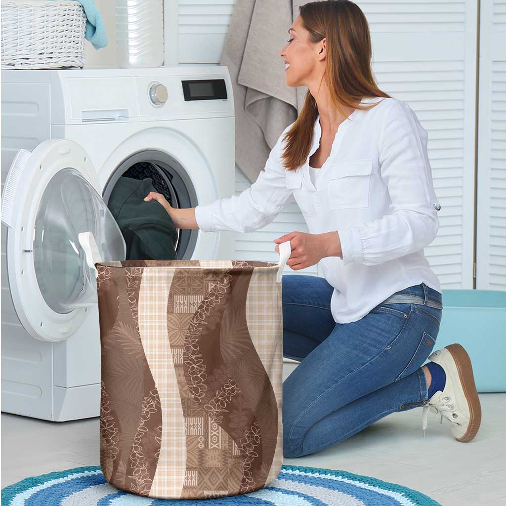 Polynesian Tribal Pattern Patchwork Picturesque Laundry Basket Mocha