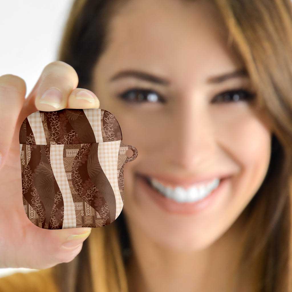 Polynesian Tribal Pattern Patchwork Picturesque AirPods Case Mocha