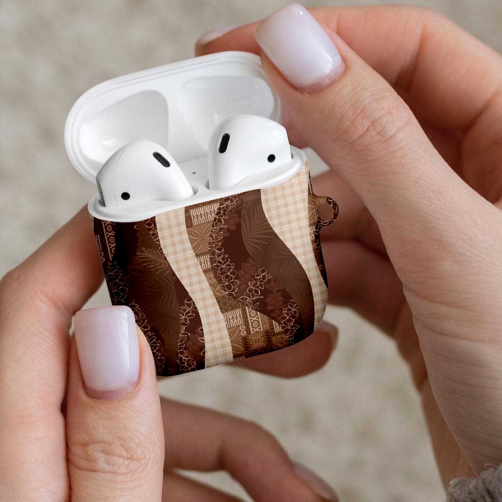 Polynesian Tribal Pattern Patchwork Picturesque AirPods Case Mocha