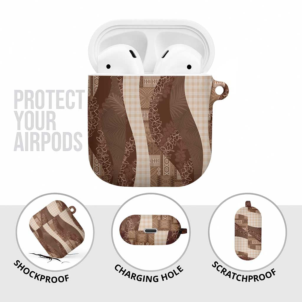 Polynesian Tribal Pattern Patchwork Picturesque AirPods Case Mocha