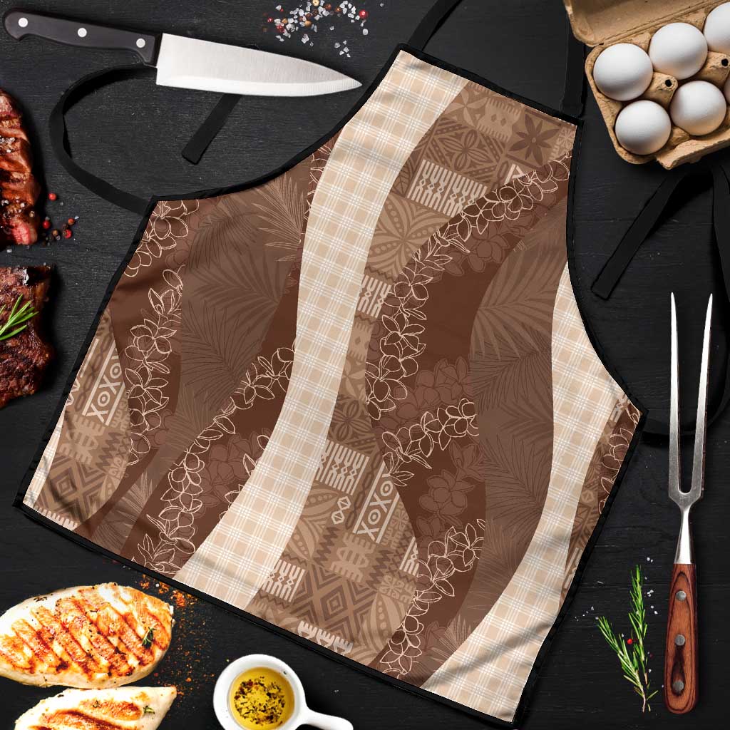 Polynesian Tribal Pattern Patchwork Picturesque Apron Mocha