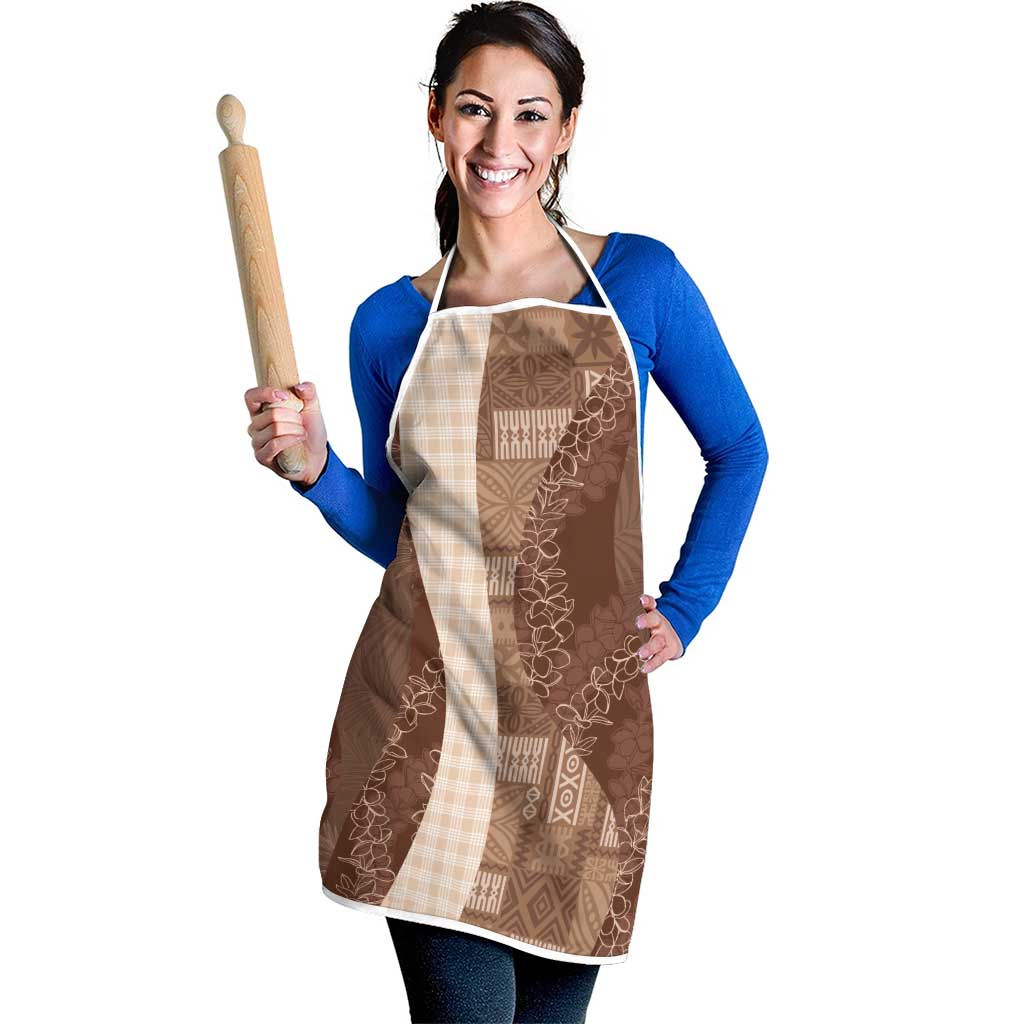 Polynesian Tribal Pattern Patchwork Picturesque Apron Mocha