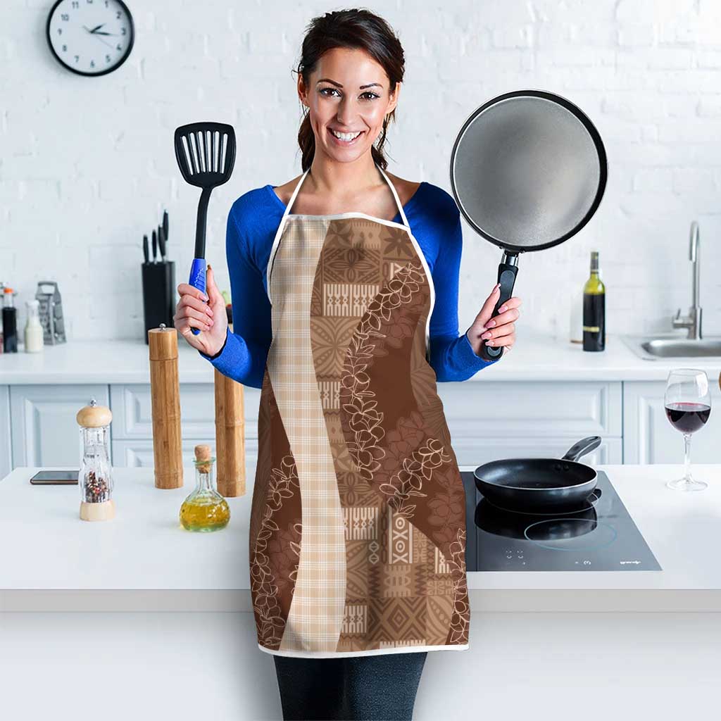 Polynesian Tribal Pattern Patchwork Picturesque Apron Mocha