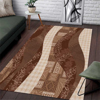 Polynesian Tribal Pattern Patchwork Picturesque Area Rug Mocha