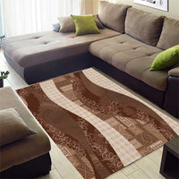 Polynesian Tribal Pattern Patchwork Picturesque Area Rug Mocha