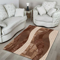 Polynesian Tribal Pattern Patchwork Picturesque Area Rug Mocha
