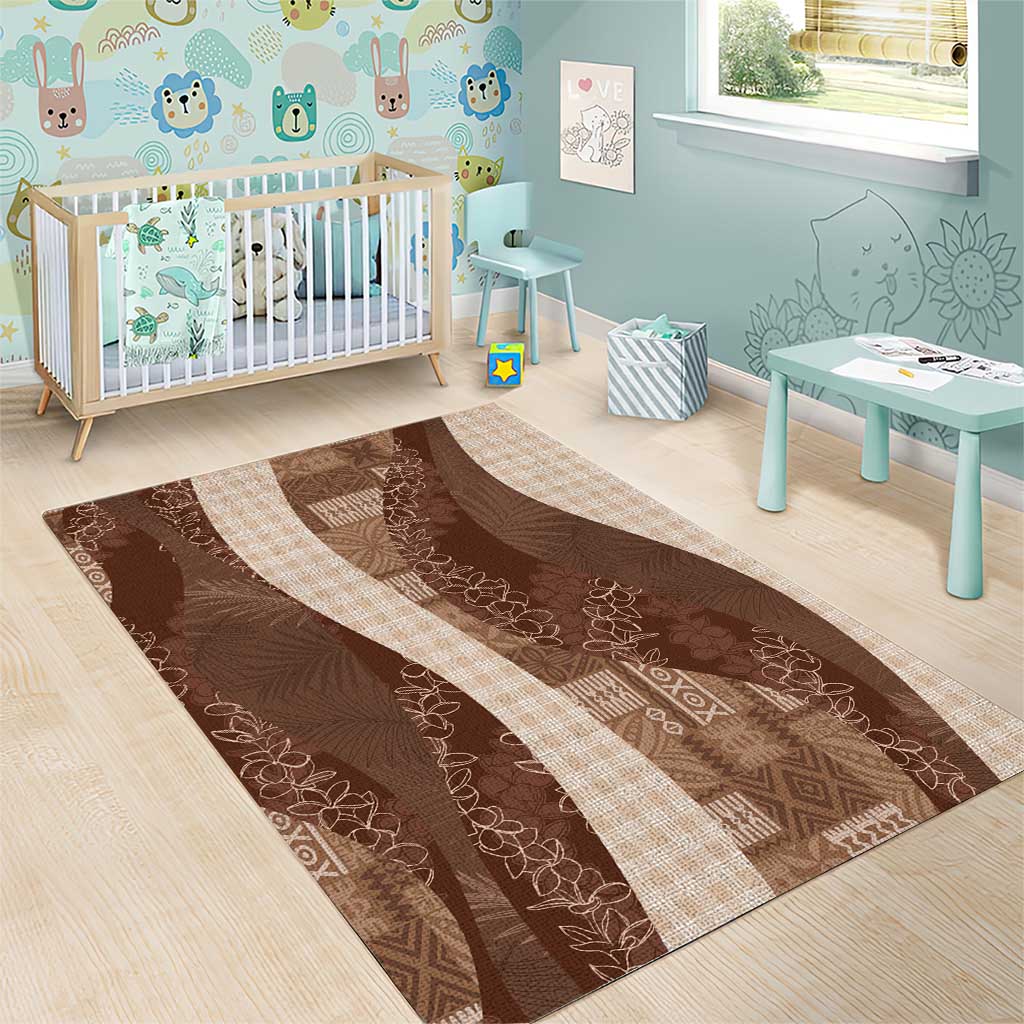 Polynesian Tribal Pattern Patchwork Picturesque Area Rug Mocha