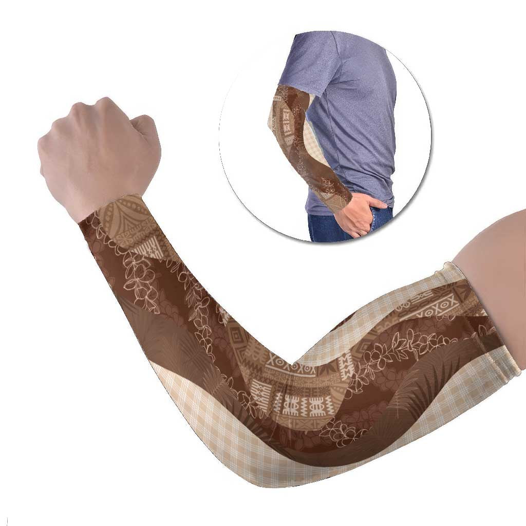 Polynesian Tribal Pattern Patchwork Picturesque Arm Sleeves Mocha