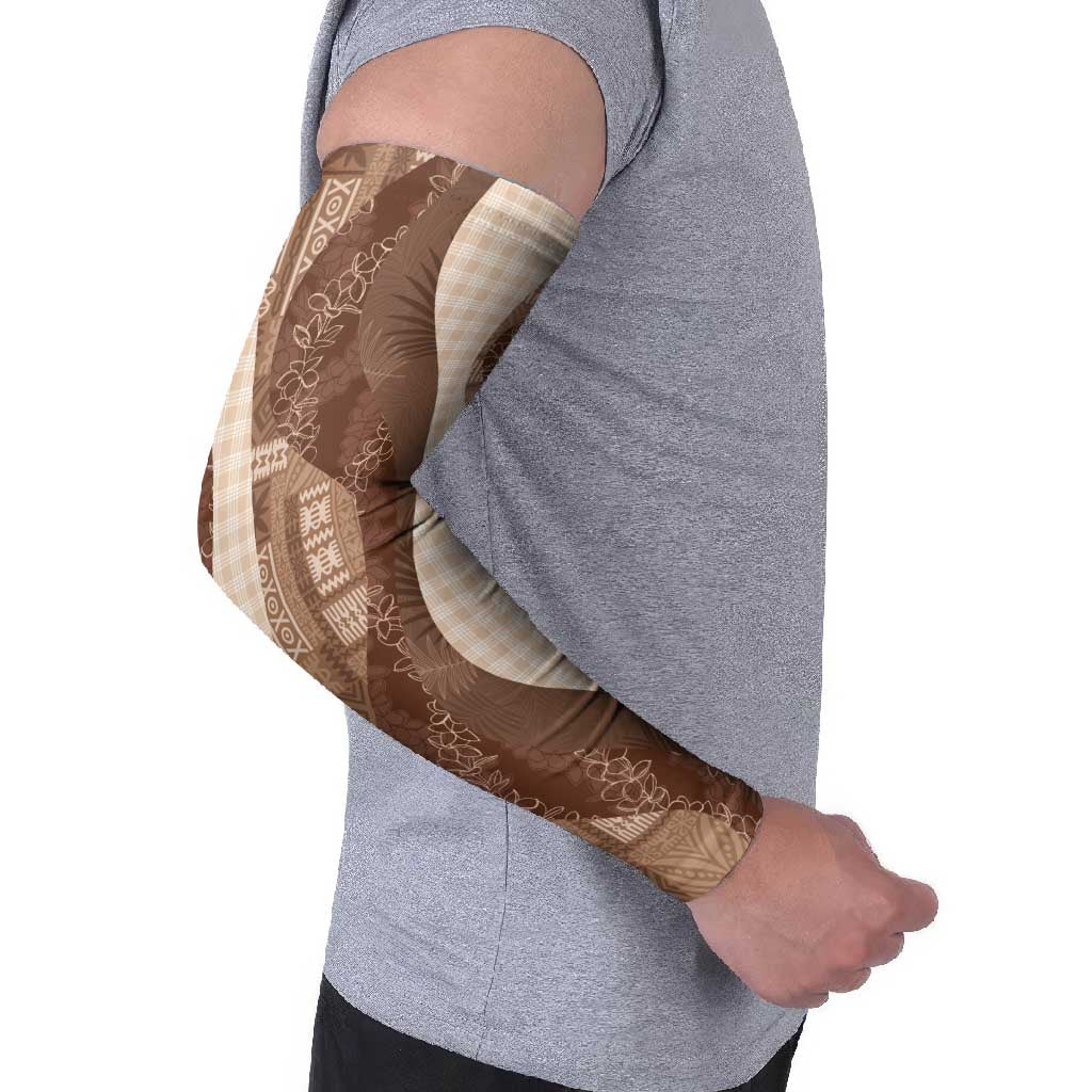 Polynesian Tribal Pattern Patchwork Picturesque Arm Sleeves Mocha