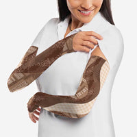 Polynesian Tribal Pattern Patchwork Picturesque Arm Sleeves Mocha