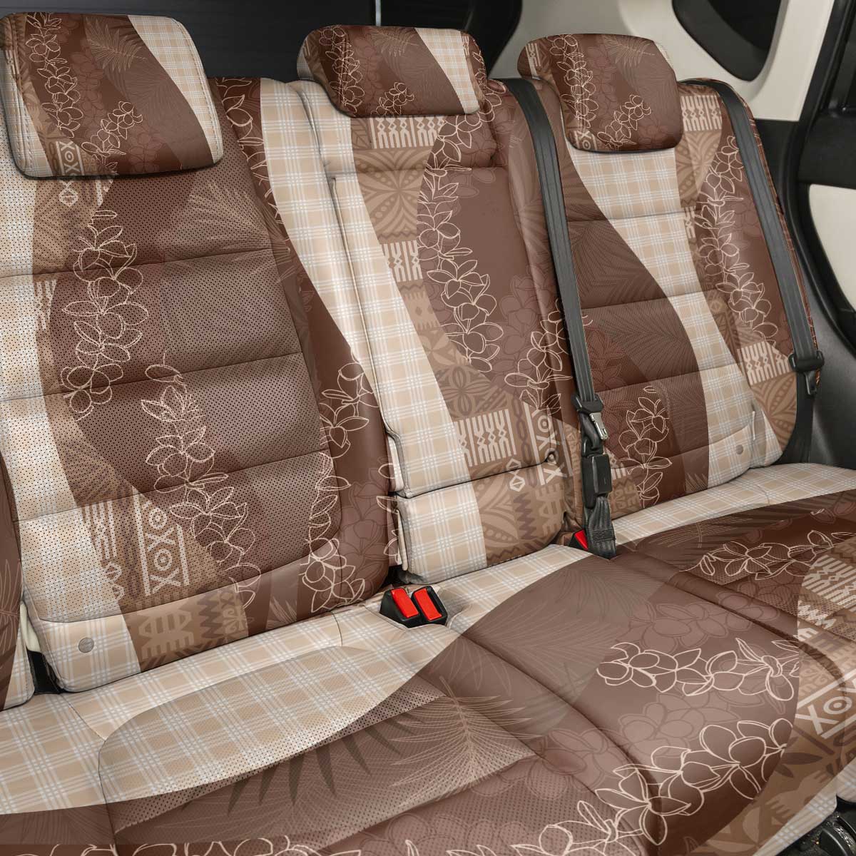 Polynesian Tribal Pattern Patchwork Picturesque Back Car Seat Cover Mocha
