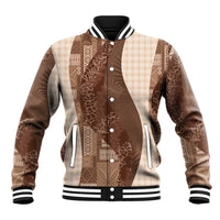Polynesian Tribal Pattern Patchwork Picturesque Baseball Jacket Mocha