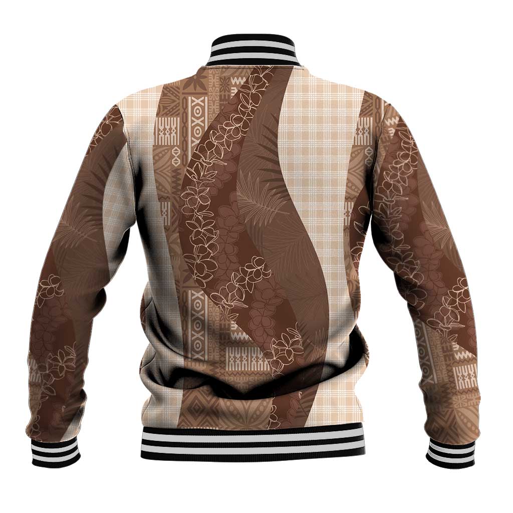 Polynesian Tribal Pattern Patchwork Picturesque Baseball Jacket Mocha
