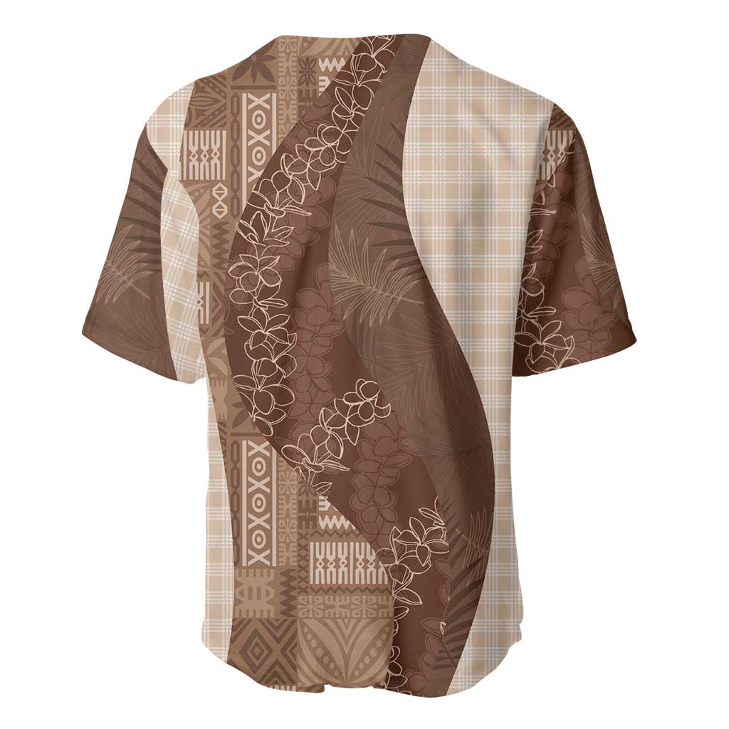 Polynesian Tribal Pattern Patchwork Picturesque Baseball Jersey Mocha