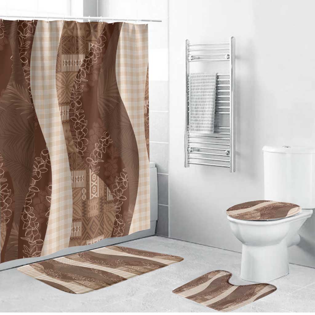 Polynesian Tribal Pattern Patchwork Picturesque Bathroom Set Mocha