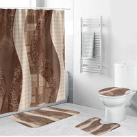 Polynesian Tribal Pattern Patchwork Picturesque Bathroom Set Mocha