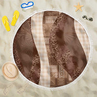 Polynesian Tribal Pattern Patchwork Picturesque Beach Blanket Mocha