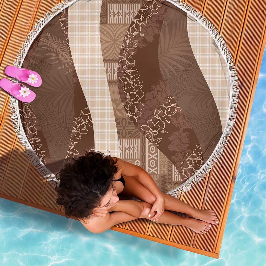 Polynesian Tribal Pattern Patchwork Picturesque Beach Blanket Mocha