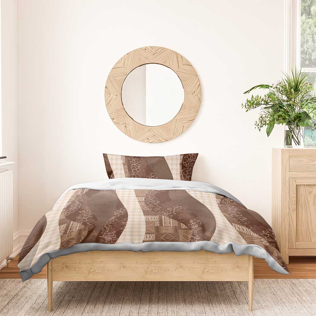 Polynesian Tribal Pattern Patchwork Picturesque Bedding Set Mocha