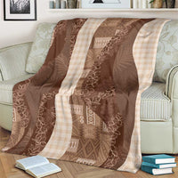 Polynesian Tribal Pattern Patchwork Picturesque Blanket Mocha