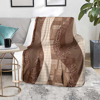 Polynesian Tribal Pattern Patchwork Picturesque Blanket Mocha