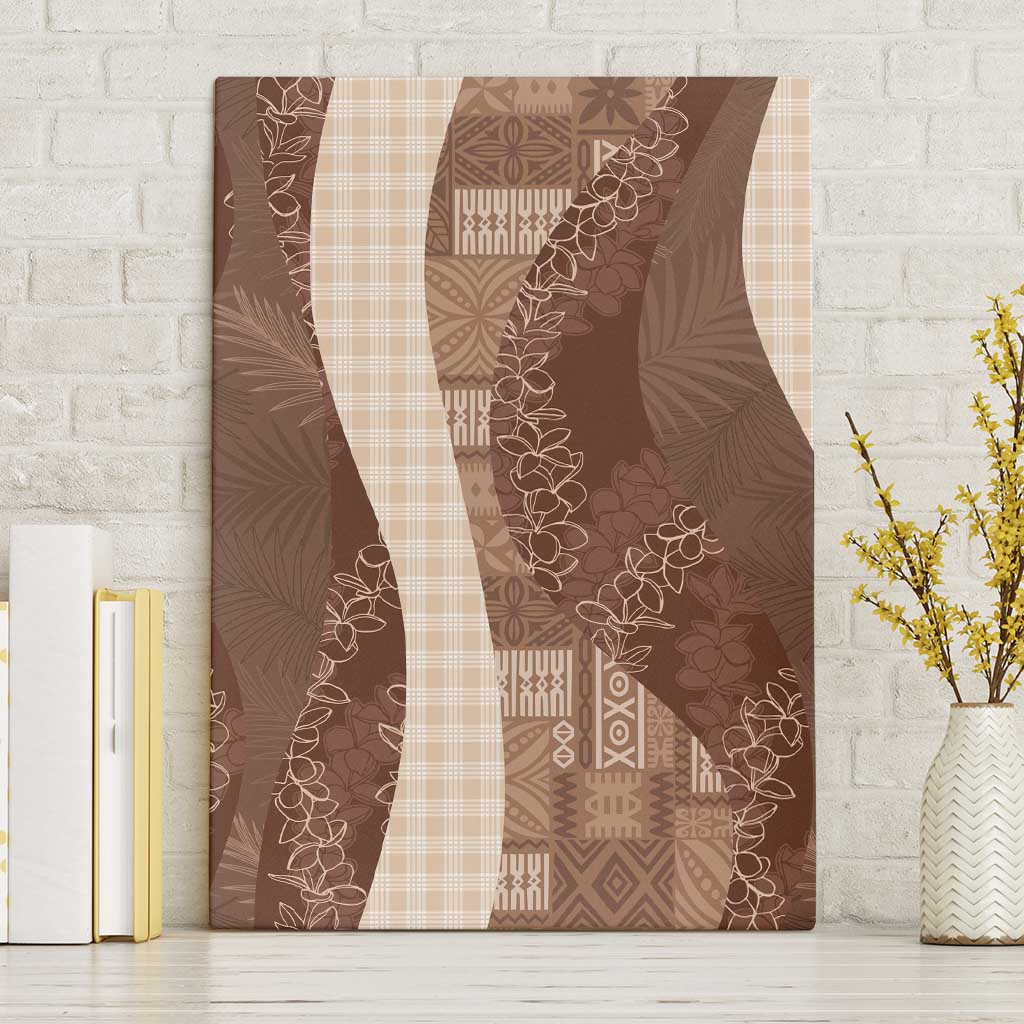 Polynesian Tribal Pattern Patchwork Picturesque Canvas Wall Art Mocha