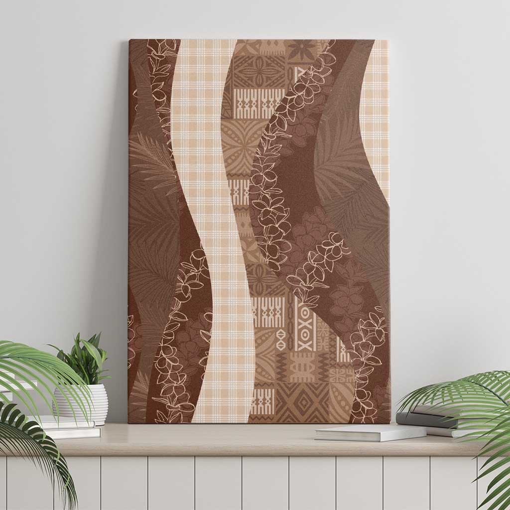 Polynesian Tribal Pattern Patchwork Picturesque Canvas Wall Art Mocha