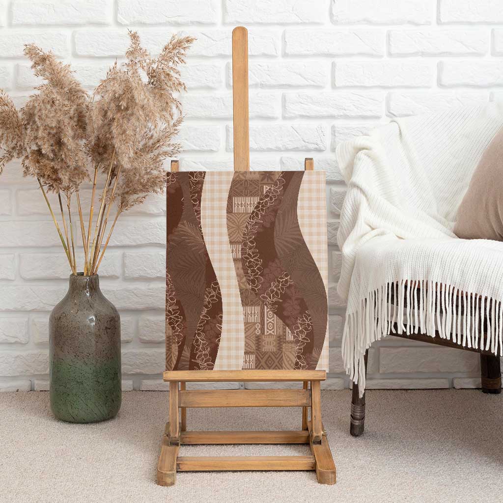 Polynesian Tribal Pattern Patchwork Picturesque Canvas Wall Art Mocha